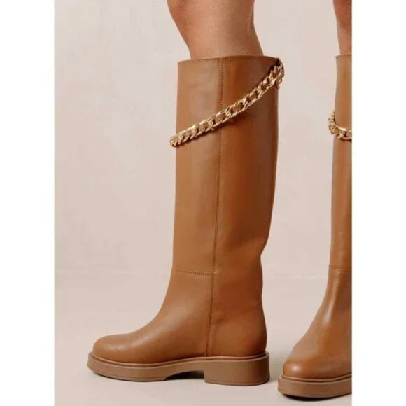 Alohas Brown Leather Pier Boots With Chain Size  EU 40 (US 9) - Picture 4 of 11